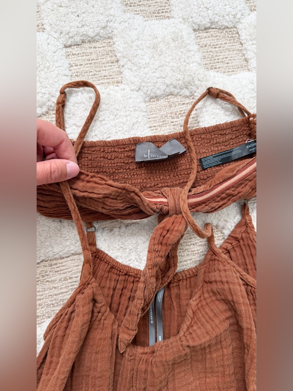 Anthropologie Wrenley Suspender Cotton Gauze Jumpsuit & Bandeau Top Set - Picture 7 of 8